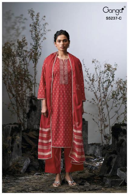 Ganga cazzie 5237 ladies dress material wholesale